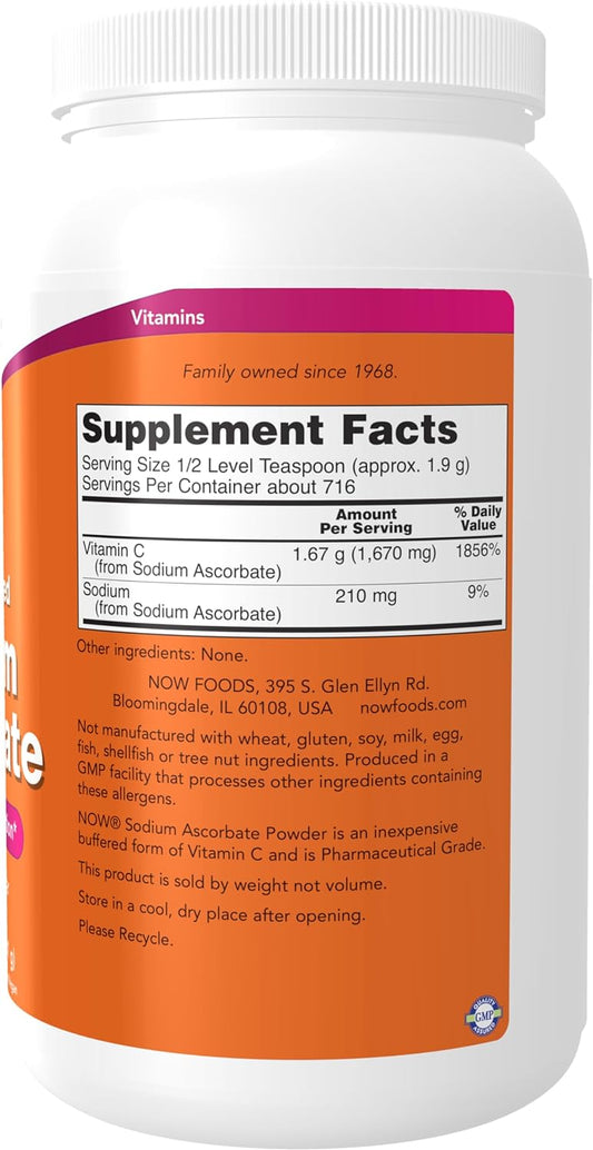 NOW Supplements, Sodium Ascorbate Powder, Buffered, Antioxidant Protection*, 3-Pound