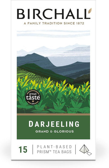 Birchall Tea Bags, Darjeeling Herbal Tea Gift Set, Black Tea Bursting With Full Flavour, Perfect Vegan Gifts, 15 Plant Based Prism Tea Bags