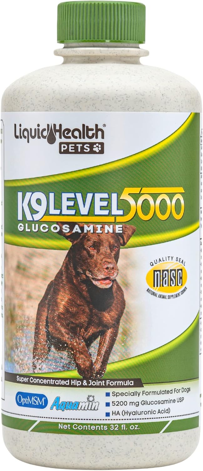 Liquidhealth 32 Oz K9 Liquid Glucosamine For Dogs Level 5000 With Glucosamine Chondroitin, Dogs Msm, Boswellia Serrata – Dog Hip And Joint Health, Dog Vitamins For Dog Joint Pain, Dog Joint Oil