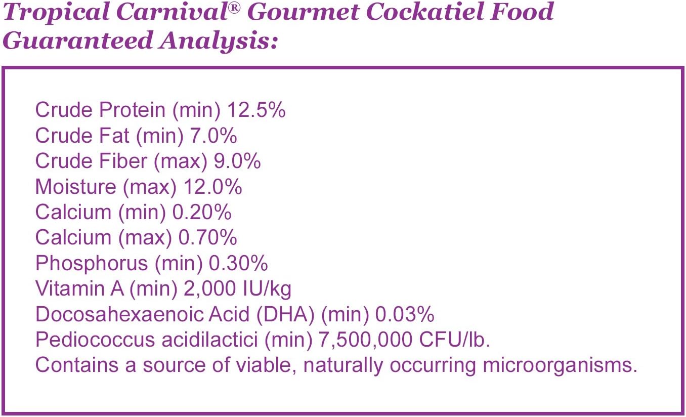 F.M. Brown's Tropical Carnival, Gourmet Bird Food for Cockatiels, Lovebirds, and Conures, Vitamin-Nutrient Fortified Daily Diet, 3 lb : Pet Food : Pet Supplies