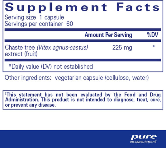 Pure Encapsulations Chaste Tree (Vitex) - Supports Menstrual Cycle Regularity - Women'S Supplement - Hormonal Balance Support - Non-Gmo & Vegan - 120 Capsules