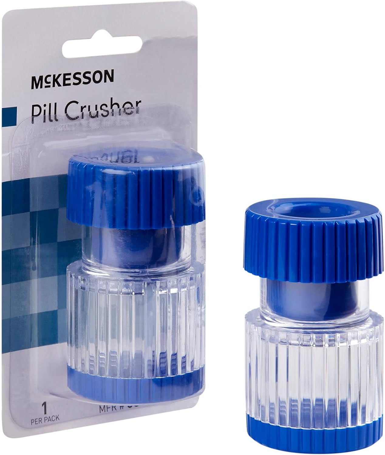 McKesson Hand-Operated Plastic Pill Crusher with Storage Compartment, Clear Body, 1 Count