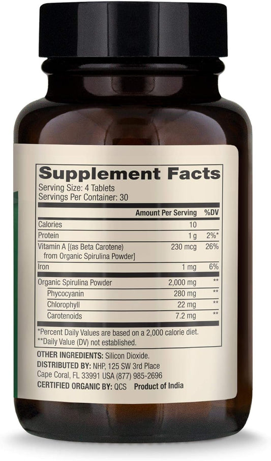 Dr. Mercola Organic Spirulina Dietary Supplement, 2,000 mg per Serving, 30 Servings (120 Tablets), Supports Normal Immune and Inammatory Responses*, Gluten Free, USDA Organic