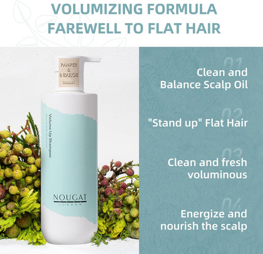 Nougat London Volume Up Shampoo, Cleanse & Detox, Weightless & Volumizing, Flights Dandruff, Sls & Paraben Free, For Oily, Thin & Fine Hair,Prevents Hair Loss,Growth Stimulating,Plant-Based Formula