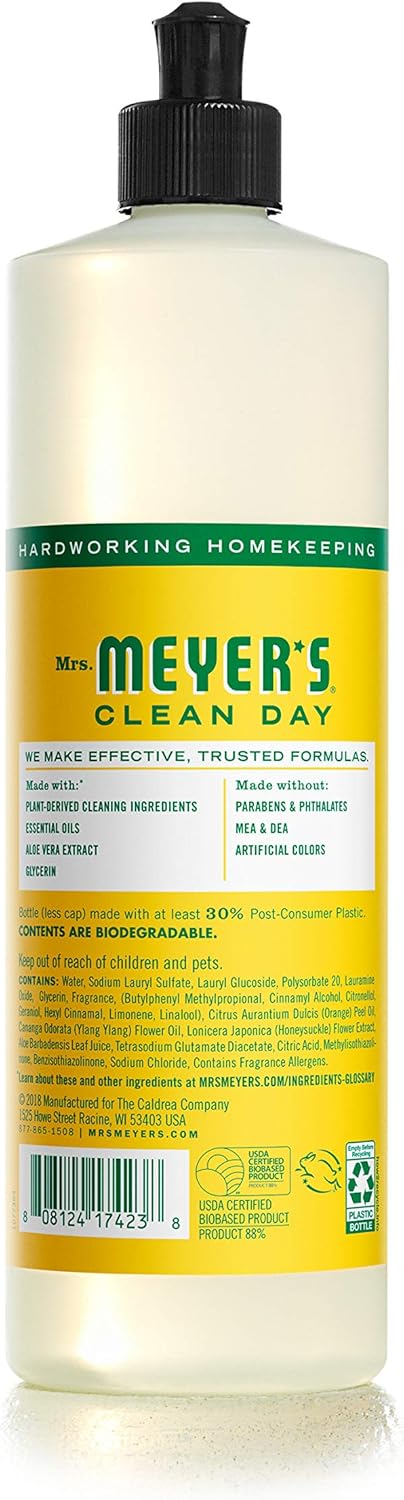 Mrs. Meyer'S Clean Day Liquid Dish Soap, Biodegradable Formula, Honeysuckle, 16 Fl. Oz