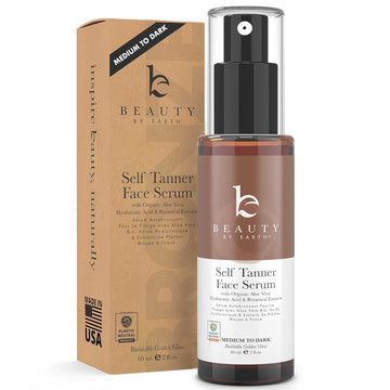 Face Tanner Serum - Medium to Dark Sunless Tanner for Face Sunless Tanner with Hyaluronic Acid - Self Tanner for Face Self Tan - Natural Face Tanner for Face Self Tanner