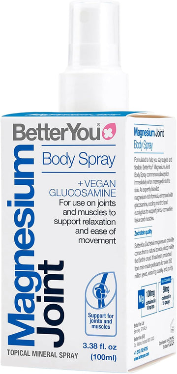 Betteryou Magnesium Joint Body Spray, Magnesium Chloride And Glucosamine, Effective Support For Joints And Muscles, Supports Relaxation, 100Ml Magnesum Oil Supplement