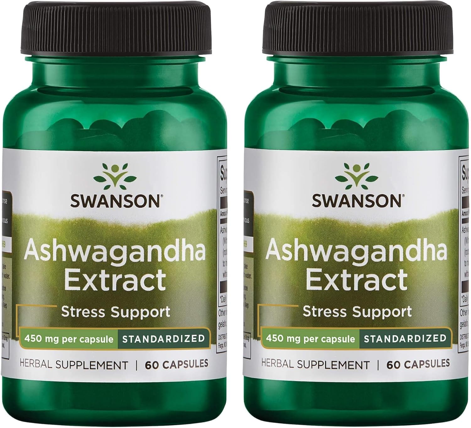 Swanson Ashwagandha Extract-Natural Supplement Promoting A Healthy Stress Response, Energy Support & Nervous System Health-Ayurvedic Supplement For Natural Wellness-(60 Capsules, 450Mg Each) (2 Pack)