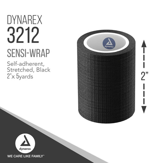 Dynarex 3213 Corporation Sensi-Wrap Self-Adherent Bandage Roll, Black, 3" X 5 Yard, Pack Of 24