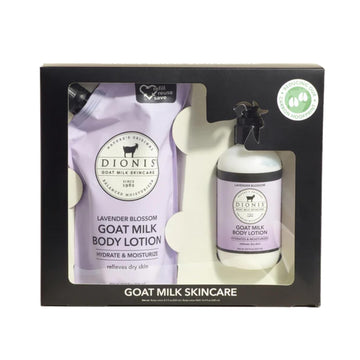 Dionis Goat Milk Skincare Scented Body Lotion And Refill Pouch Gift Set, Cruelty Free Clean & Dermatologist Tested For Dry Skin, Hydrating & Deeply Moisturizing Rich In Vitamins, Lavender Blossom