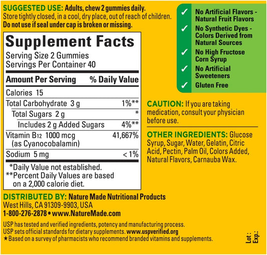 Nature Made B12 Energy Gummies 80 Count, (Pack Of 2), Flavor May Vary