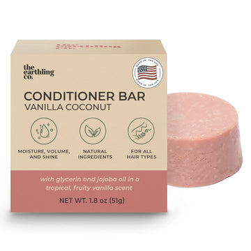 Conditioner Bar - Promote Hair Growth, Strengthen & Moisturize All Hair Types - Paraben & Sulfate Free formula with Natural Ingredients for Dry Hair (Vanilla Coconut, 1.8 oz)