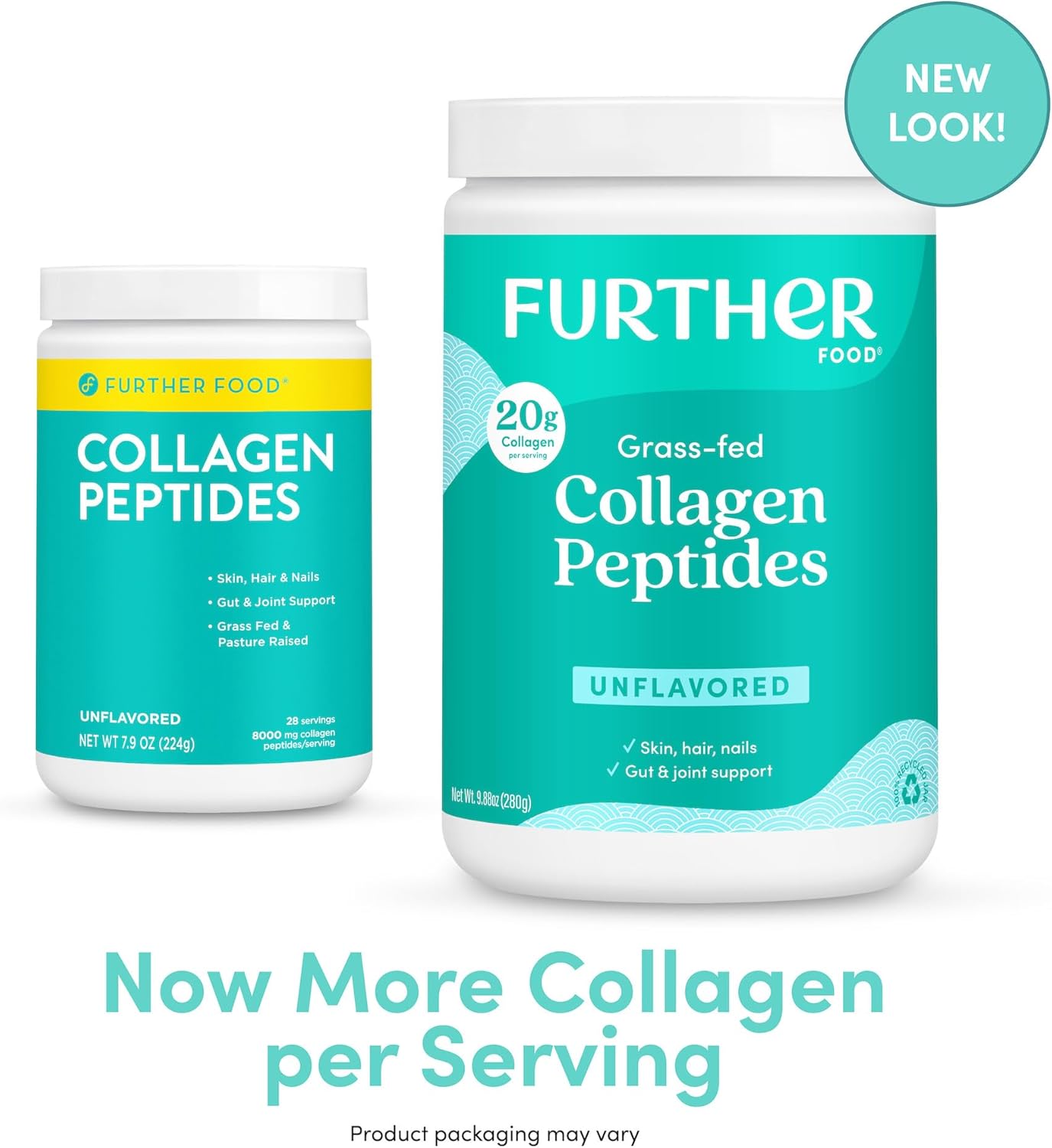 Further Food Unflavored Collagen Peptides Powder, Grass-Fed Pasture-Raised Hydrolyzed Type 1 & 3 Protein, Gut Health + Joint, Hair, Skin, Nails, Paleo Keto Sugar-Free 9.88 Oz : Health & Household