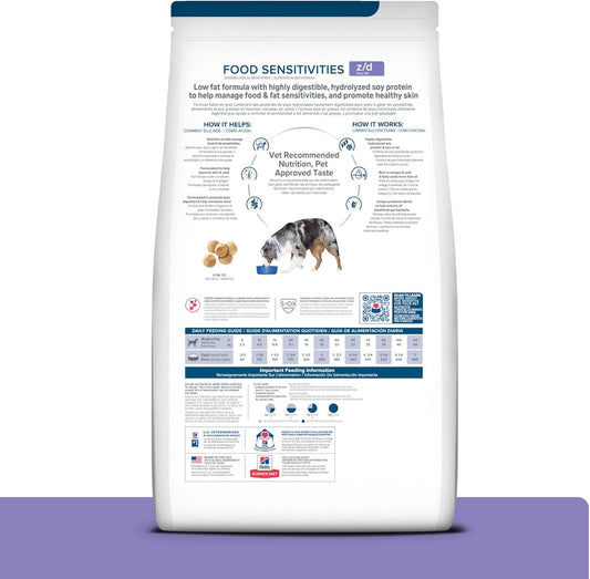 Hill'S Prescription Diet Z/D Low Fat Hydrolyzed Soy Recipe Dry Dog Food, 25 Lb Bag