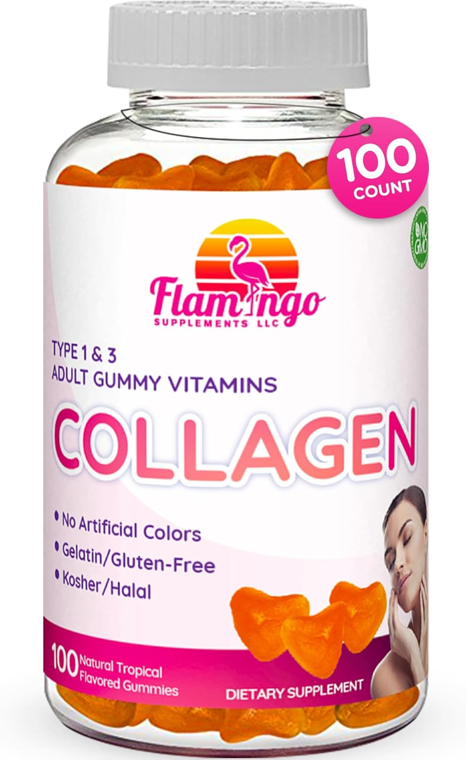 Collagen Gummies- Natural Marine Collagen For Women, And Men- Collagen Supplements For Skin Hair, Nails- Hydrolyzed Type 2 & 1 3- Replace Pills And Powders - No Gelatin, Kosher, Halal- 100 Ct