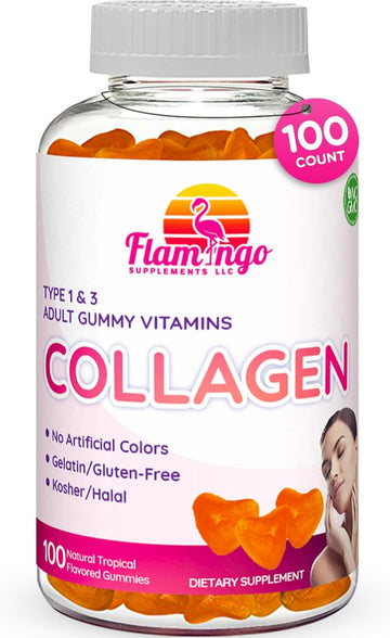 Collagen Gummies- Natural Marine Collagen For Women, And Men- Collagen Supplements For Skin Hair, Nails- Hydrolyzed Type 2 & 1 3- Replace Pills And Powders - No Gelatin, Kosher, Halal- 100 Ct