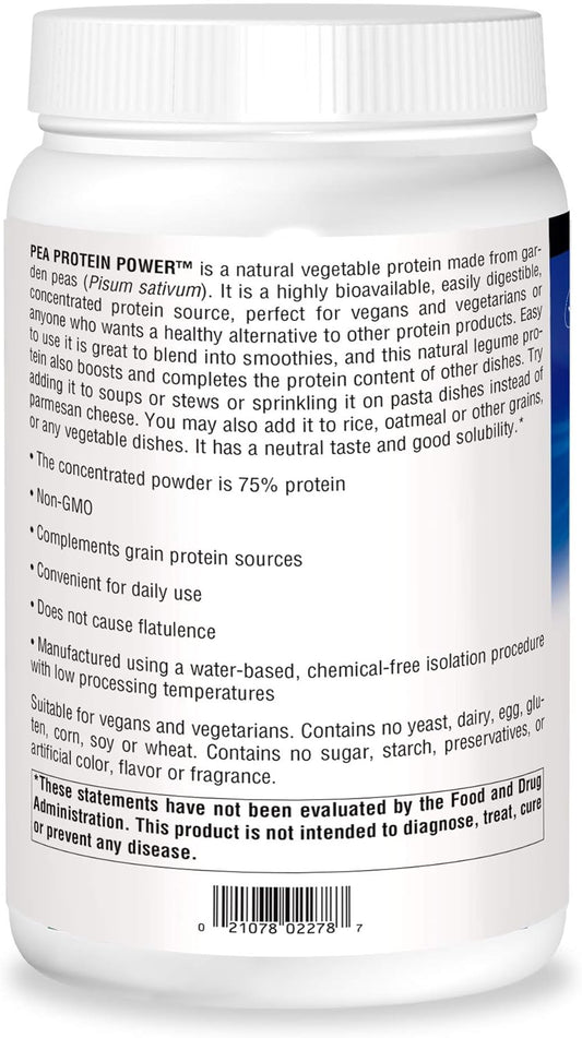 Source Naturals Pea Protein Power Plant-Based Protein Powder - Easy To Digest, Bioavailable, Non-Dairy, Vegan, Non-Gmo, Gluten Free, Sugar Free, Unflavored* - 32Oz