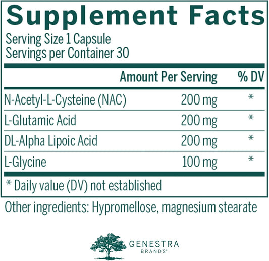 Genestra Brands Glutathione Precursors | Antioxidant Support Supplement | 30 Capsules