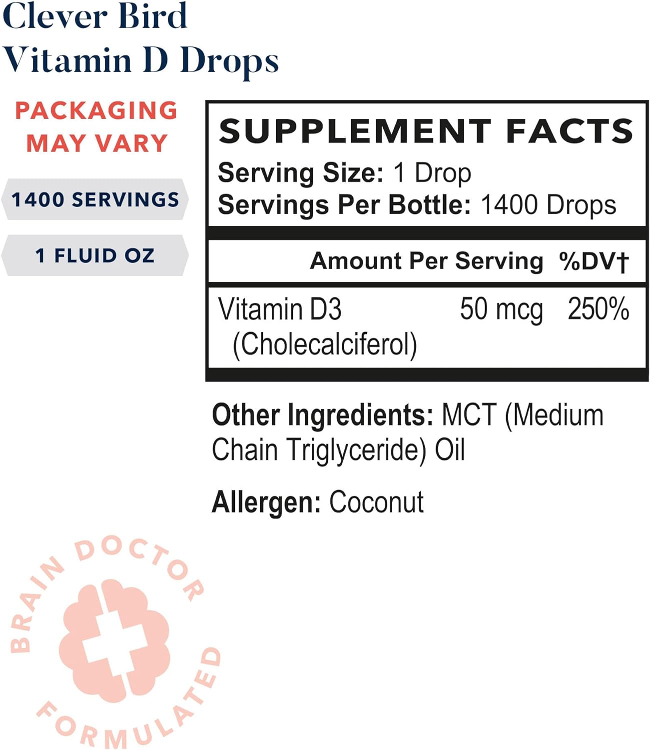 Best Nest Wellness Clever Bird Liquid Vitamin D Drops, Vitamin D-3 Supplement, 2000 IU per Serving (One Drop) for Adults & Kids, Travel Dropper, Non-GMO, 1 Oz : Health & Household