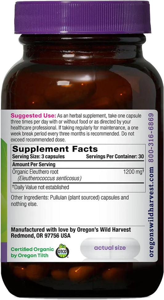 Oregon'S Wild Harvest Eleuthero Organic Capsules | Adapt To Stress Naturally, 90 Count