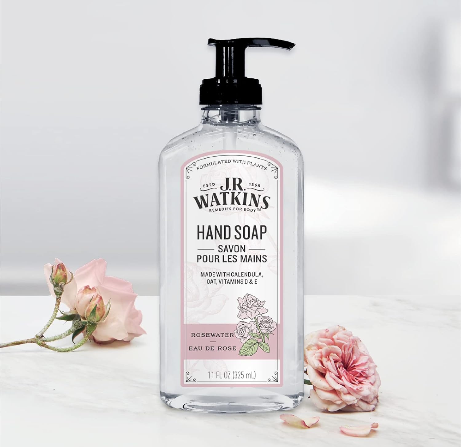 J.R. Watkins Gel Hand Soap With Dispenser, Moisturizing Hand Wash, All Natural, Alcohol-Free, Cruelty-Free, USA Made, Rosewater, 11 Fl Oz (Pack of 3) : Beauty & Personal Care