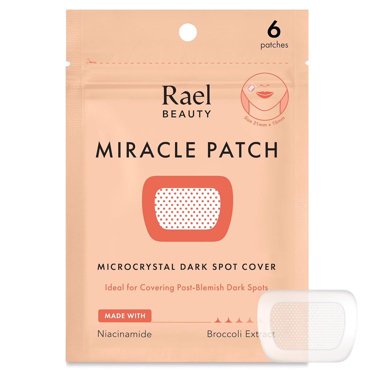Rael Pimple Patches, Miracle Microcrystal Spot Cover - Dark Spot Corrector, Hydrocolloid, Post Acne, with Skin Brightening, for All Skin Types, Vegan, Cruelty Free (6 Count)