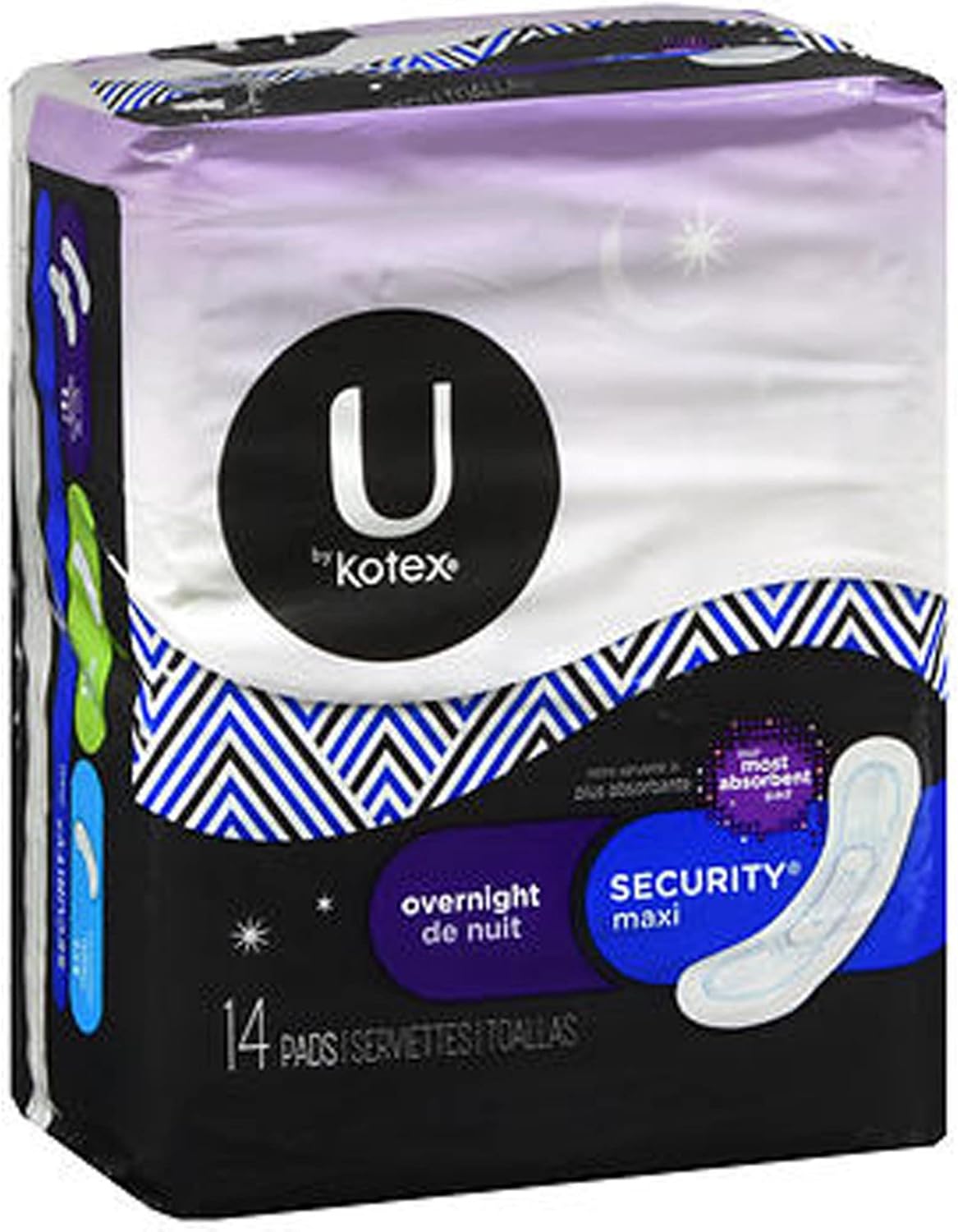 U by Kotex Security Maxi Pads, Overnight 14 ea (Pack of 4) : Health & Household