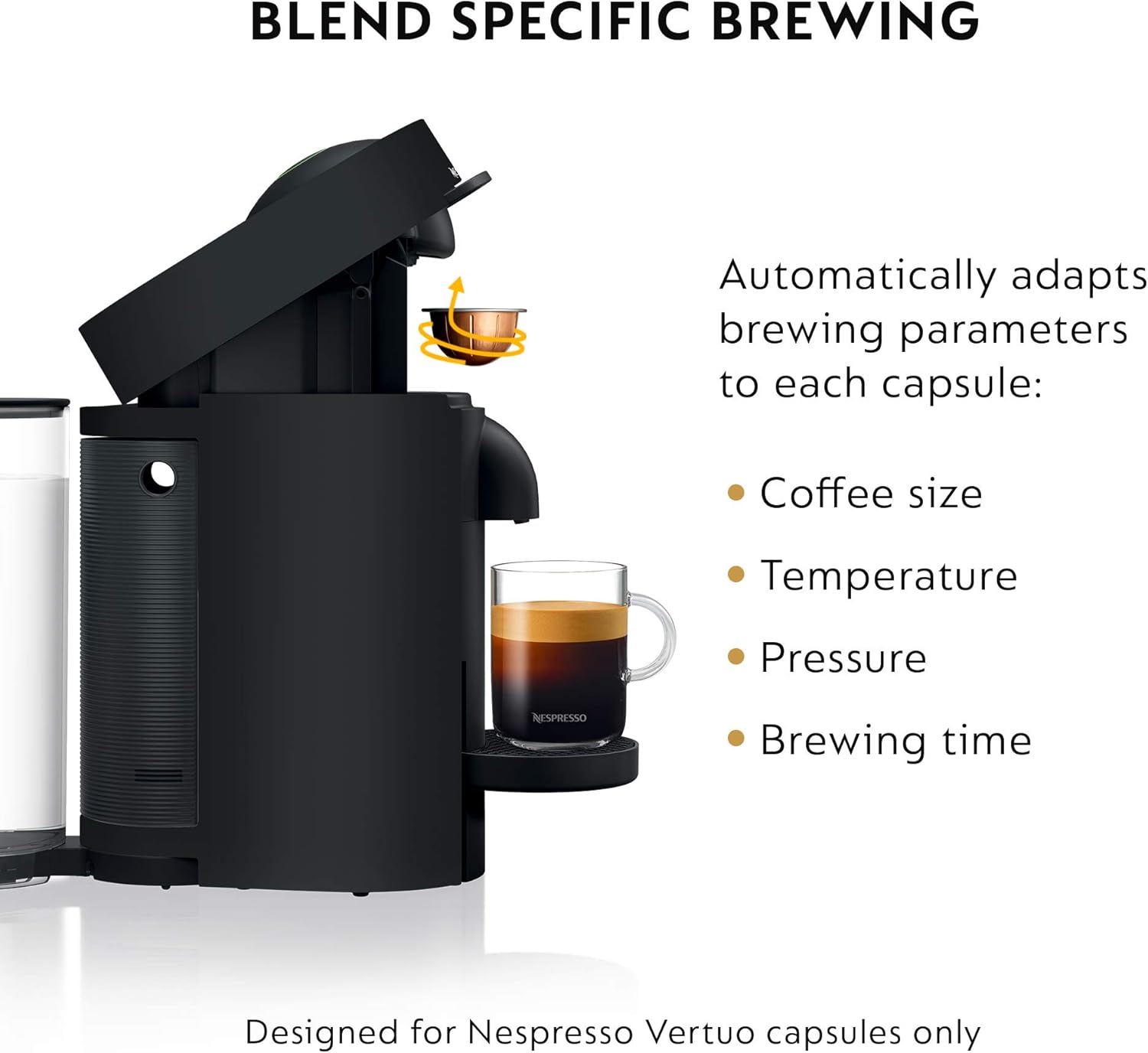 Nespresso Vertuo Plus Deluxe Coffee and Espresso Maker by De'Longhi, Matte Black: Home & Kitchen