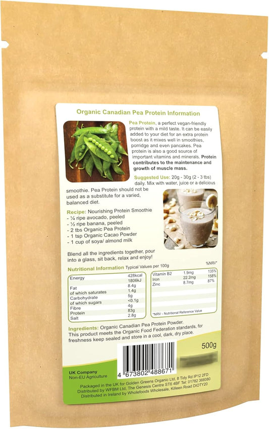 Golden Greens Organic Canadian Pea Protein Powder 500g : Amazon.co.uk: Health & Personal Care