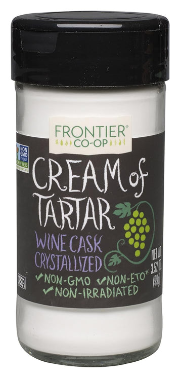 Frontier Co-Op Cream Of Tartar, 3.52-Ounce Jar, Wine Cask Crystallized Leavening Agent, Distince Tangy Flavor