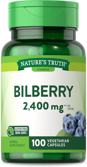 Nature'S Truth Bilberry Fruit Extract Capsules | 2400Mg | 100 Count | Non-Gmo & Gluten Free Supplement