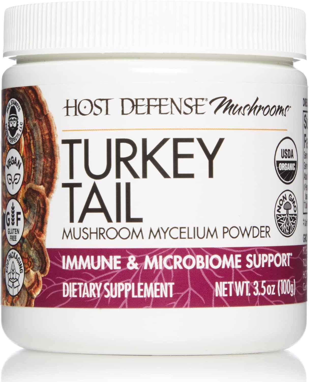 Host Defense, Turkey Tail Mushroom Powder, Supports Immune Health, Mushroom Supplement, Plain, 3.5  (Pack of 1)