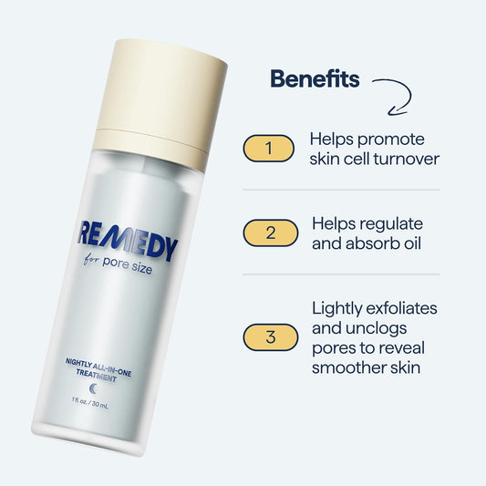 Remedy For Pore Size – Large Pore Minimizer With Retinol, Salicylic Acid, Niacinamide – For Uneven Texture, Pimples, Blackheads, Whiteheads, Sebaceous Filaments – By Dermatologist Dr. Shah