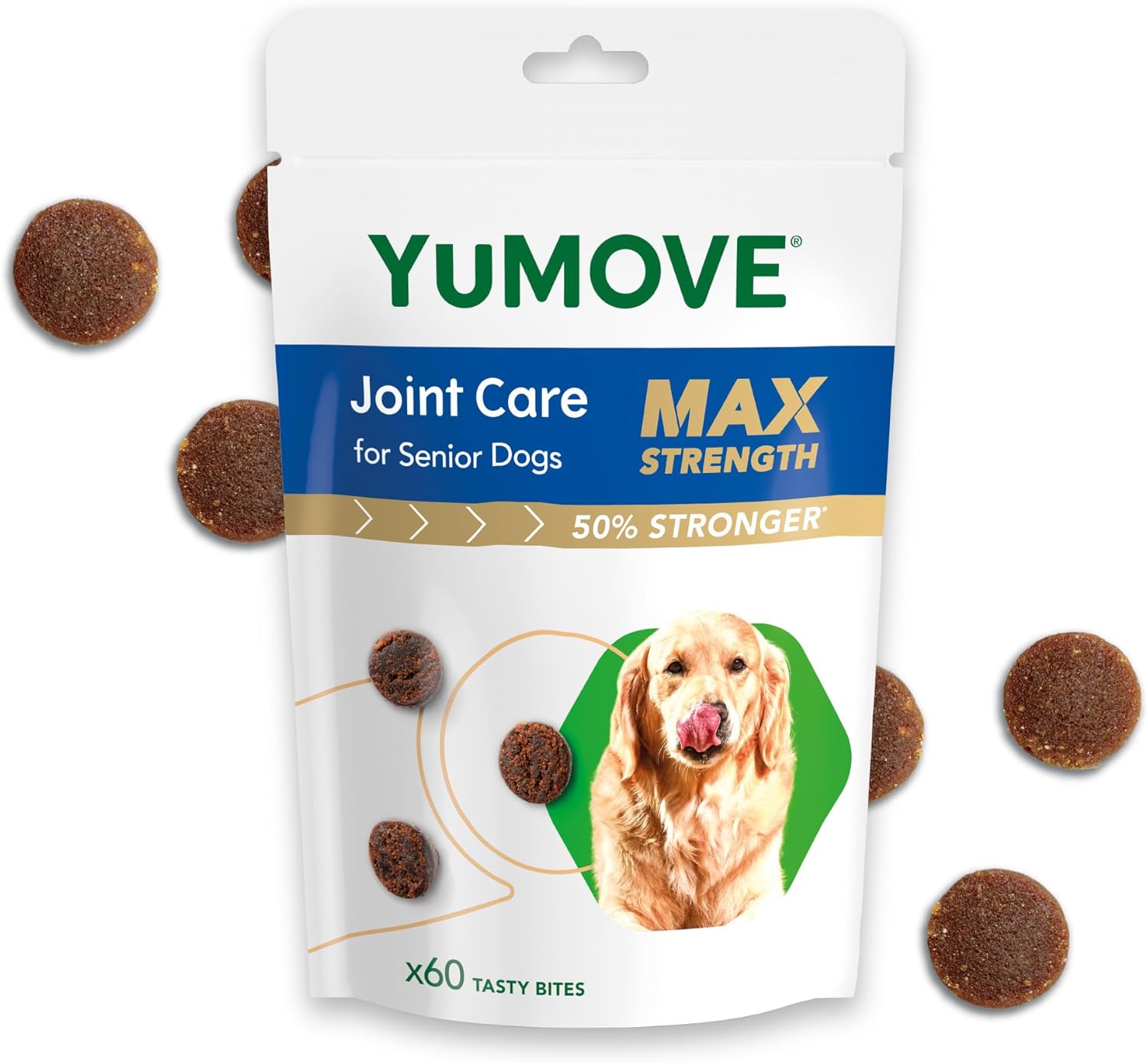 YuMOVE Senior Max Strength Tasty Bites | Maximum Strength Joint Supplement for Older, Stiff Dogs with Glucosamine, Chondroitin, Green Lipped Mussel | Aged 9+ | 60 Chews?YMSMB60