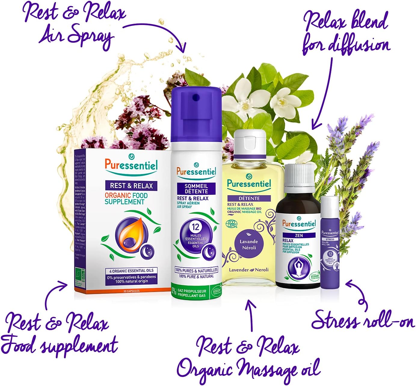 Puressentiel Rest & Relax Organic Massage Oil, 100 ml - Lavender & Neroli - Relaxing, Soothing - Ease everyday tension - Restore calm & Encourage peaceful sleep - 100% Organic : Amazon.co.uk: Health & Personal Care