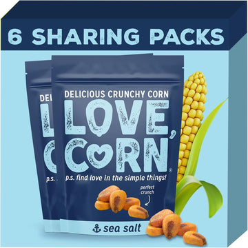 Love Corn: Sea Salt | Roasted Crunchy Corn - Gluten-Free - Plant Based & Vegan - Healthy Snack - Low Calorie - (Box Of 6 Bags, 115G Each)