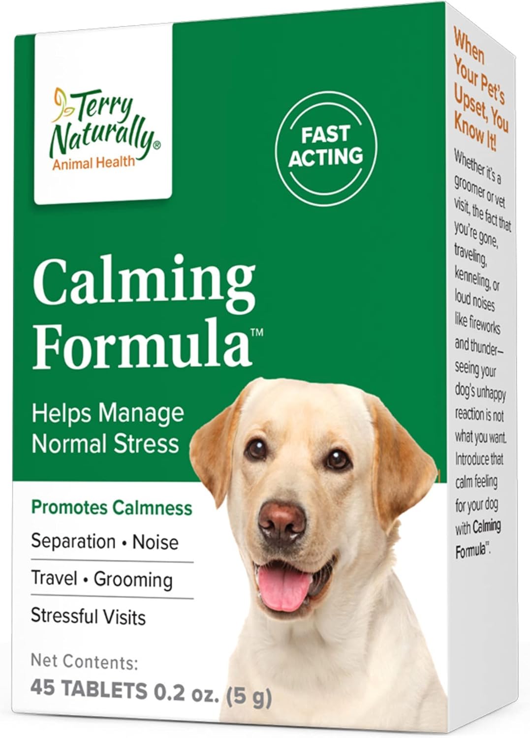 Terry Naturally Animal Health Calming Formula - 45 Tablets - Promotes Calm & Relaxation For Dogs - Non-Gmo - 45 Servings