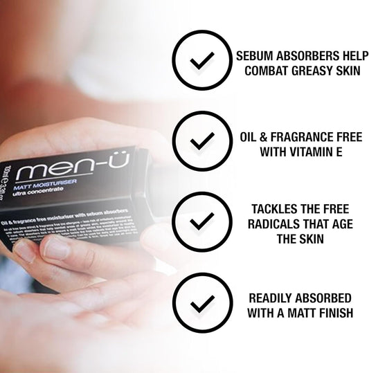 Men-Ü Matt Face Moisturiser Up To 120 Applications Ultra-Concentrate Mens Moisturiser -Use On The Face And Neck For Matt/Smooth & Firm Surface, 1 Count