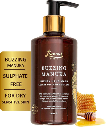 L'Amour Natural | Buzzing Manuka | Luxury Hand Wash | Essential Oils | Sulphate Free | Gentle For Dry And Sensitive Skin | 250Ml