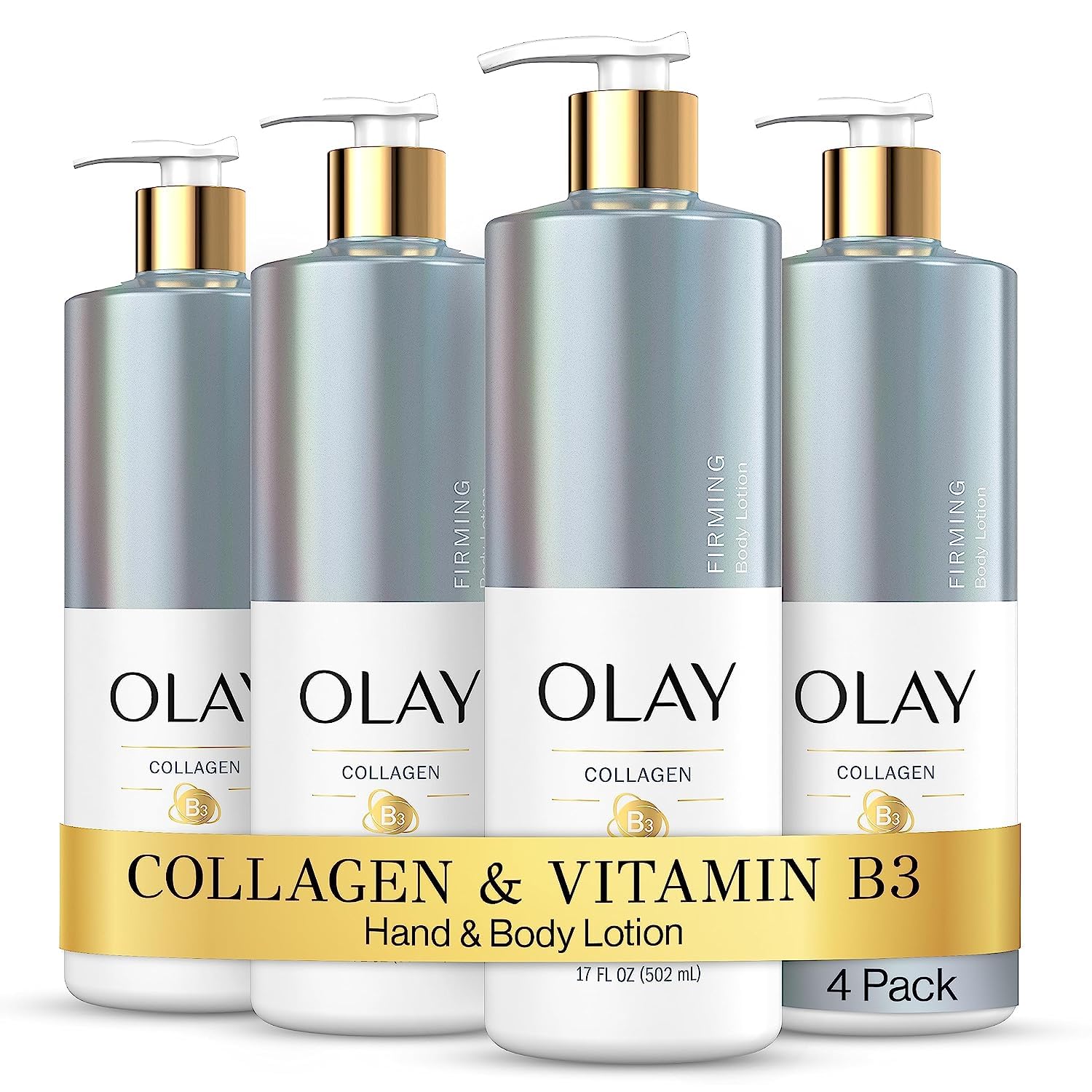 Olay Firming & Hydrating Body Lotion With Collagen, 17 Fl Oz Pump, (Pack Of 4)