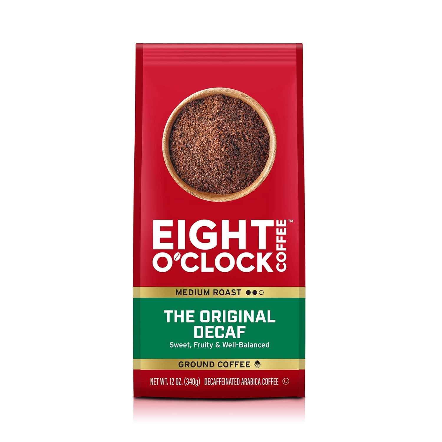 Eight O'Clock Coffee The Original Decaf, 12 Ounce (Pack of 6) Medium Roast Decaffienated Ground Coffee, Sweet & Fruity