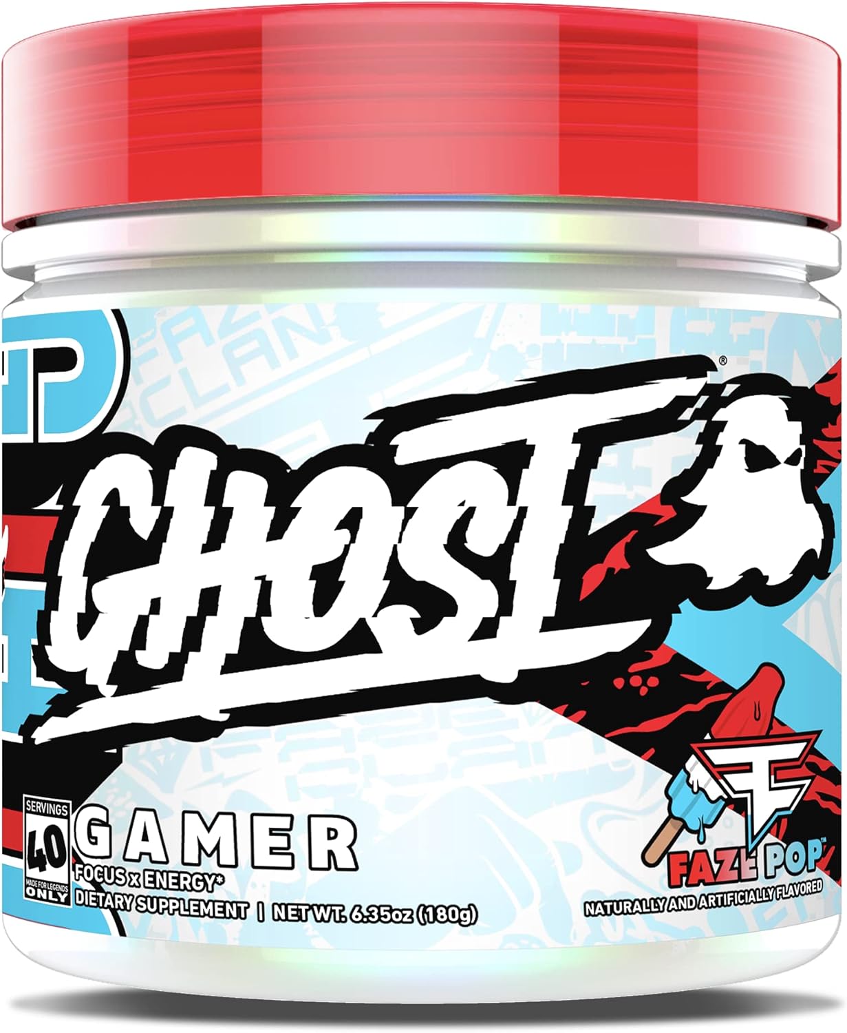 Ghost Gamer X Faze Clan (Faze Pop) - Energy And Focus Support Product, 40 Servings - Nootropics & Natural Caffeine For Attention, Accuracy & Reaction Time - Sugar & Gluten-Free, Vegan Friendly