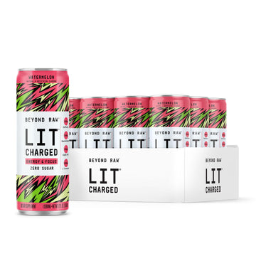 Beyond Raw Lit Charged - Watermelon | Improve Energy, Focus And Reaction Time - 12 Cans