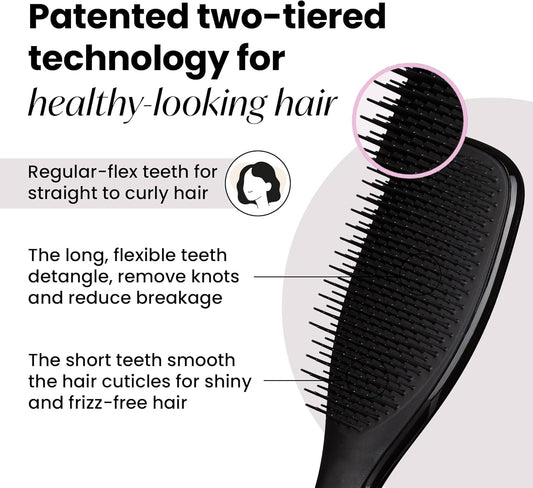 Tangle Teezer Ultimate Detangler Hairbrush - For Wet & Dry Hair - Detangling Brush For All Hair Types - Two-Tiered Teeth Reduce Breakage & Eliminate Knots - Liquorice Black