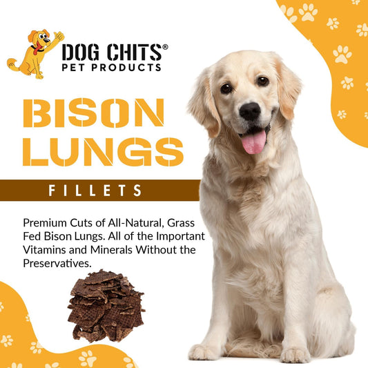 Dog Chits Bison Lung Fillets for Dogs - Dog and Puppy Chews, Huge Bag, Made in USA, All-Natural Treats, Crispy not Crumbly, Large and Small Dogs, Flavor Dogs Love
