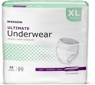 McKesson Ultimate Underwear, Incontinence, Maximum Absorbency, XL, 14 Count