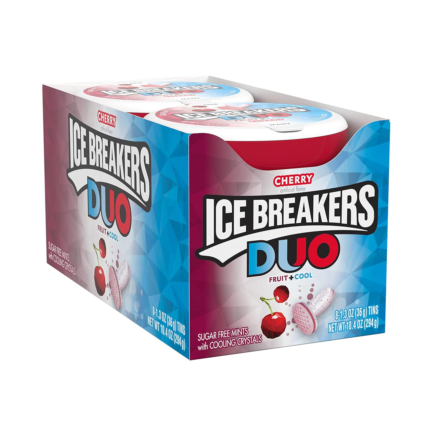 Ice Breakers Duo Fruit Plus Cool Cherry Sugar Free Breath Mints Tins, 1.3 Oz (8 Count)