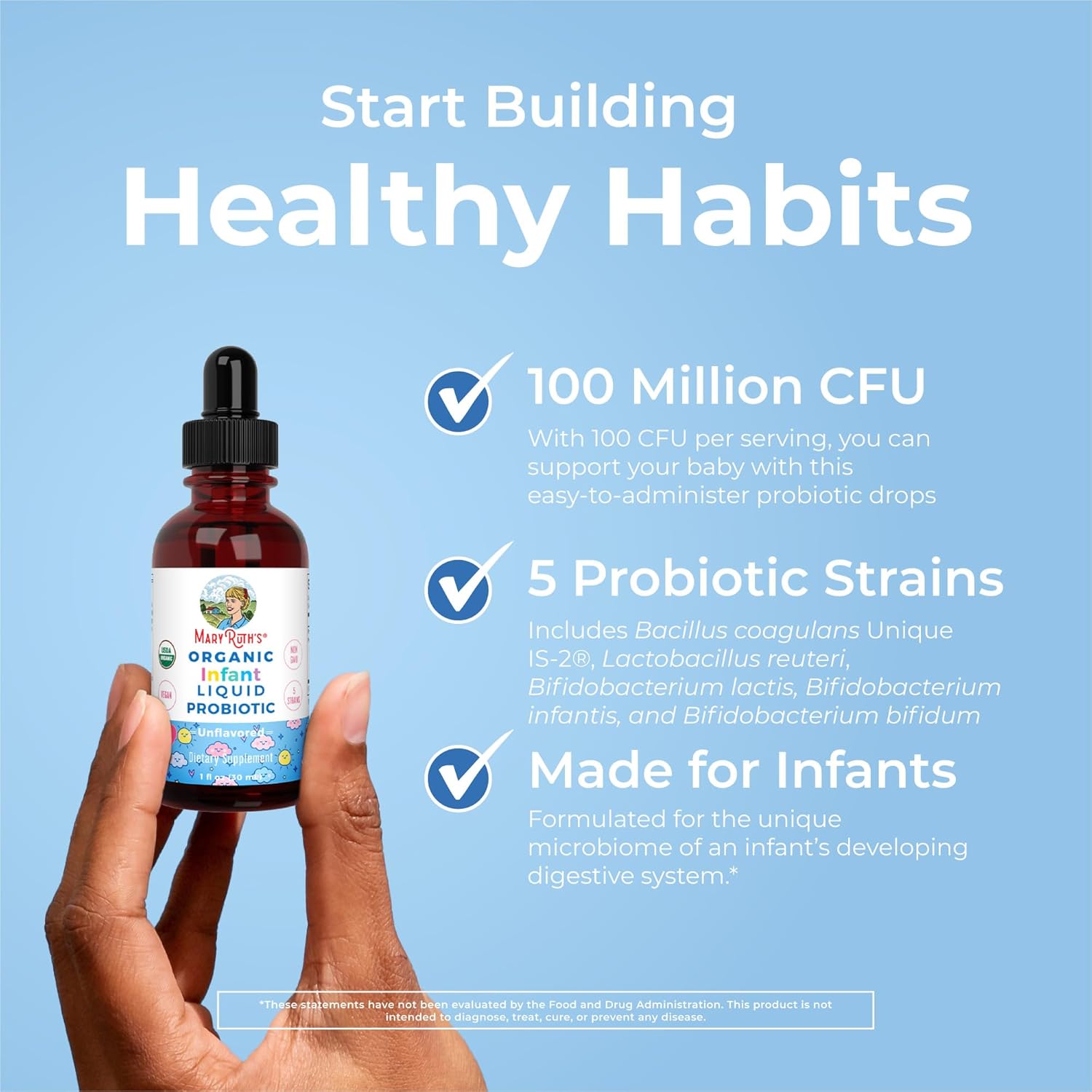 Maryruth Organics Usda Organic Infant Liquid Probiotic Drops | Baby Essentials | Probiotics For Infants | Baby Probiotic Drops | Proprietary Probiotic Blend | Vegan | Non Gmo | 125 Servings : Health & Household