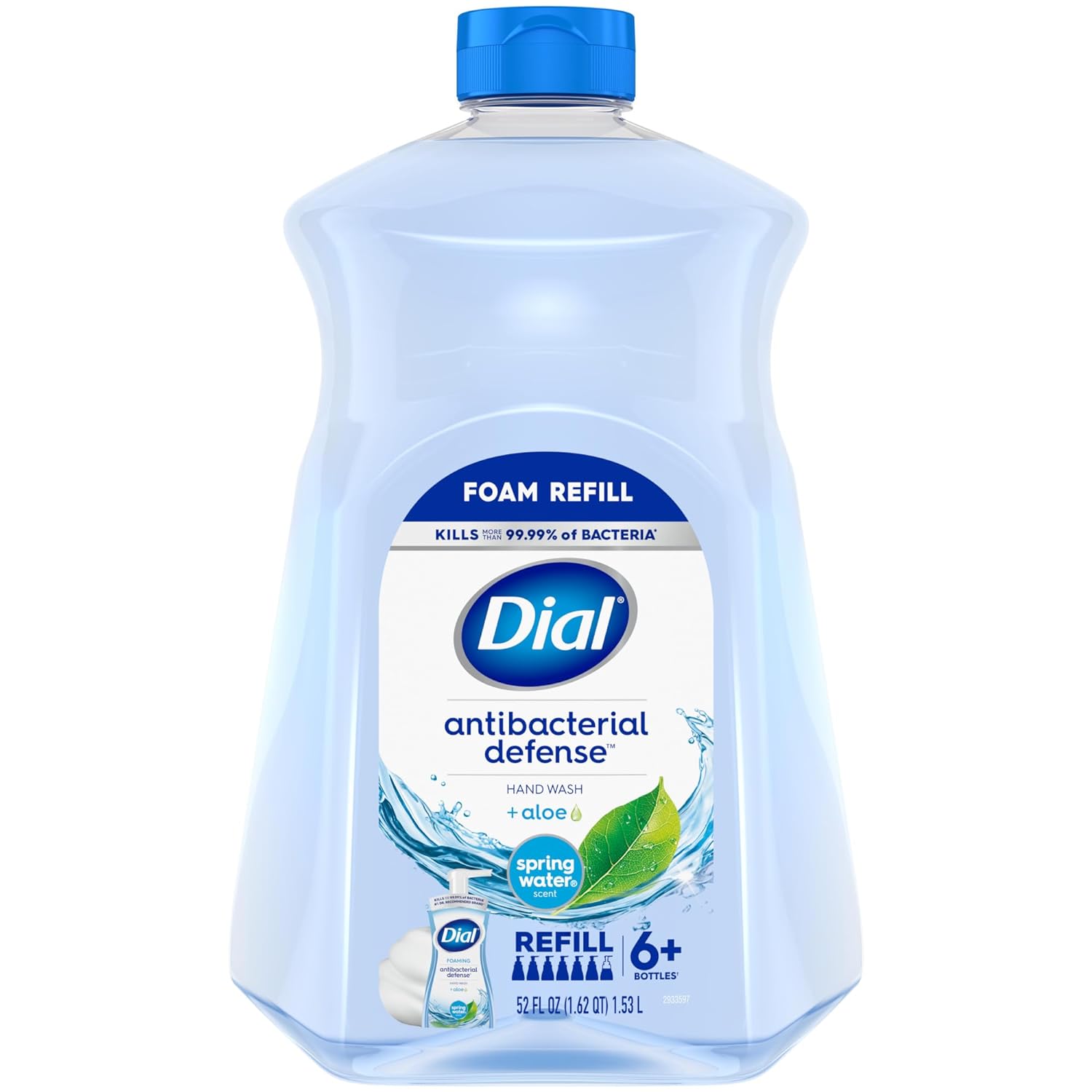 Dial Antibacterial Foaming Hand Soap Refill, Spring Water, 52 Fl Oz