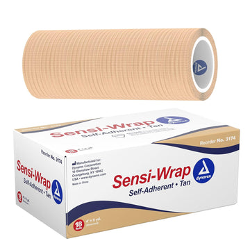 Dynarex 3174 Sensi-Wrap Self Adherent Bandage, 4" X 5 Yard, Pack Of 18